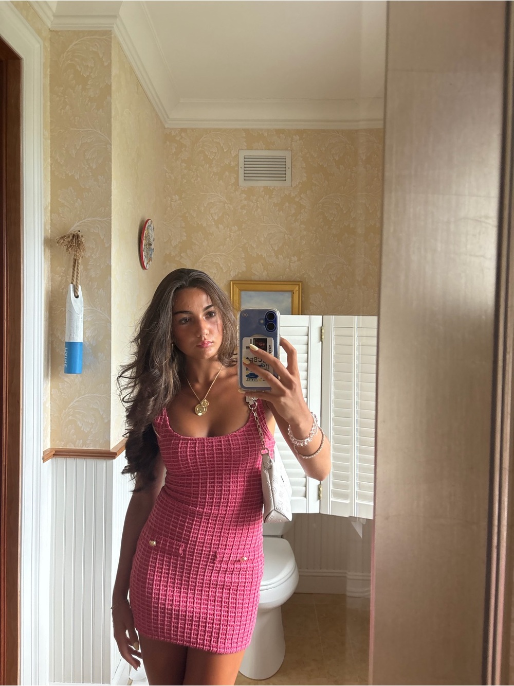 Zara Pink Knit Mini Dress with Button Details